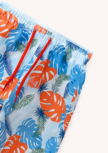 Bermuda Estampada Infantil Menino Folhas - Azul Claro - Imagem 3