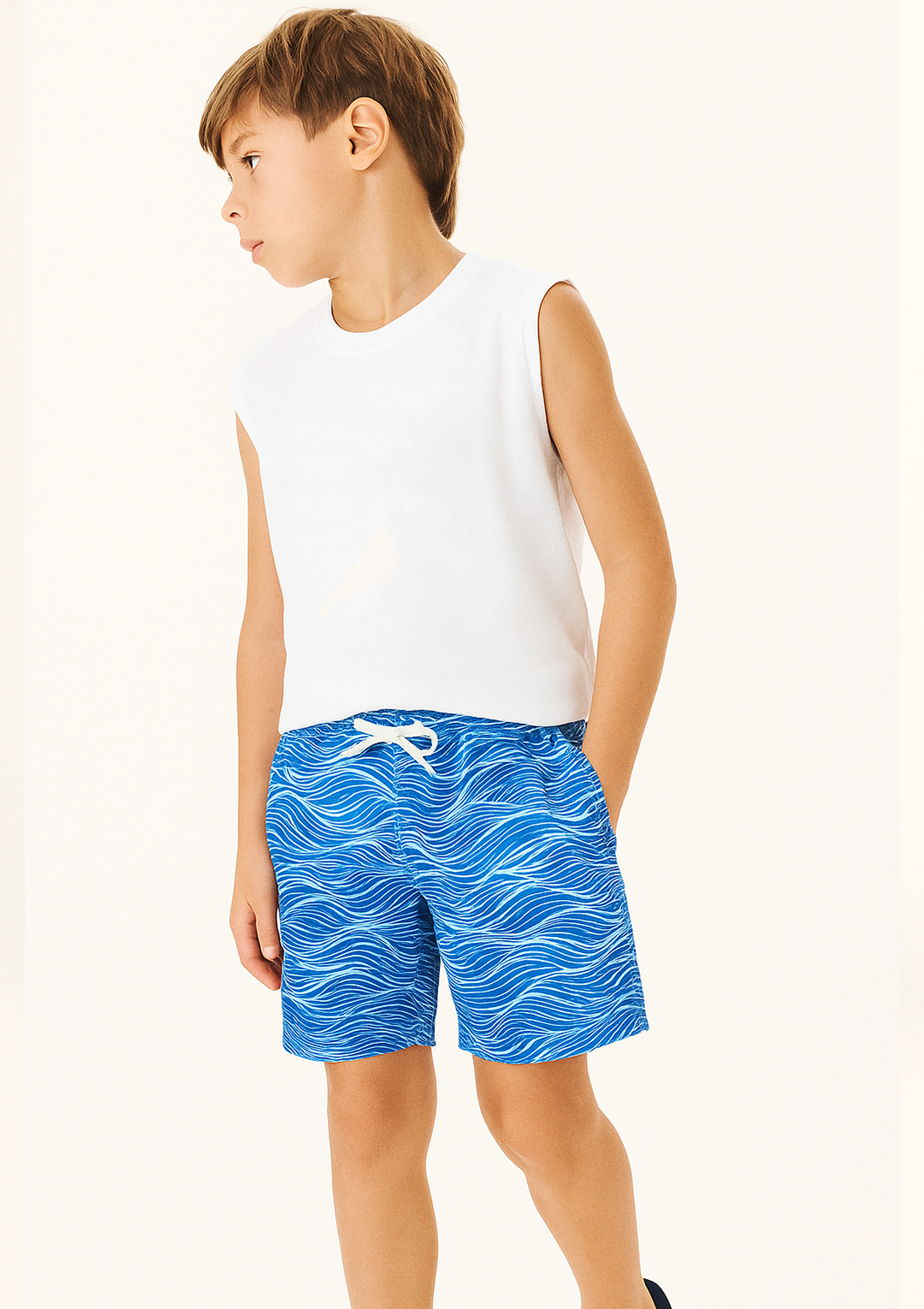 Short Estampado Infantil Menino Ondas – Azul